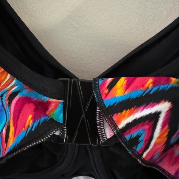 Elomi Womens Tribe Vibe Underwire Flounce Bikini Top, 44G, Flame - Picture 5 of 5